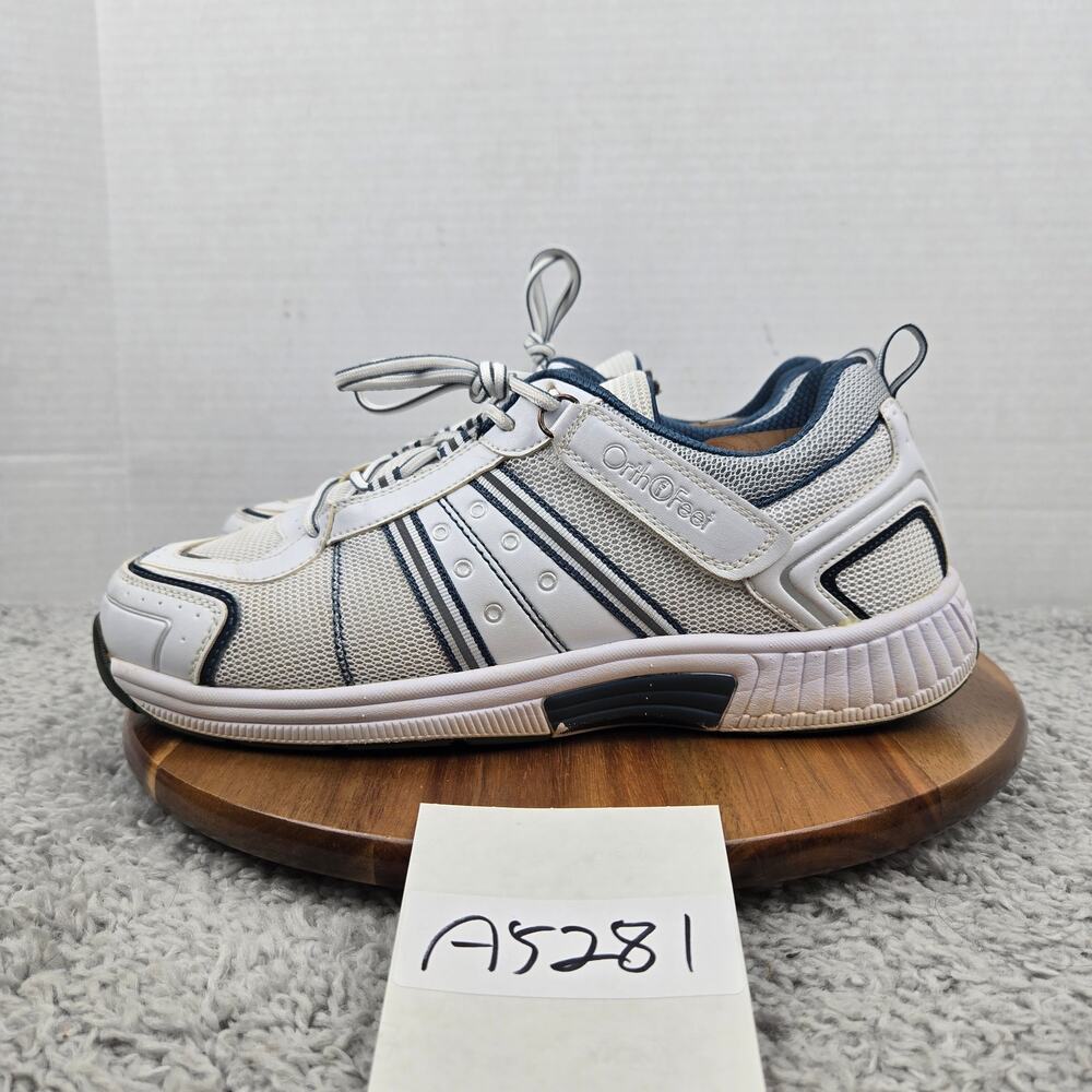 Orthofeet Men 10.5 2E Wide 610 Monterey Bay Tie-Less White Comfort Walking Shoe